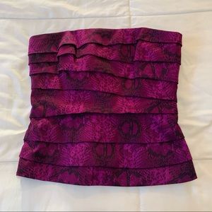 White House Black Market Purple Snake Print Corset Top Size 4